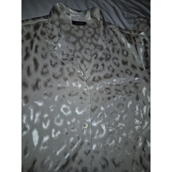NATORI DECADENCE NOTCH PAJAMAS SET, SIZE MEDIUM, PEARL